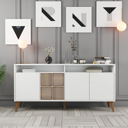 Buffet en bois blanc 4 portes Roma 160 cm - Photo n°2; ?>