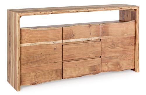 Buffet en bois d'acacia naturel 3 tiroirs 2 portes Adria 160 cm - Photo n°2; ?>