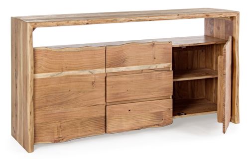 Buffet en bois d'acacia naturel 3 tiroirs 2 portes Adria 160 cm - Photo n°3; ?>