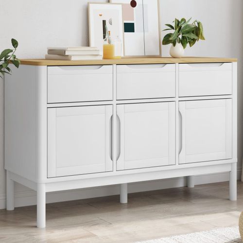 Buffet FLORO blanc 114x43x74 cm bois massif de pin - Photo n°2; ?>