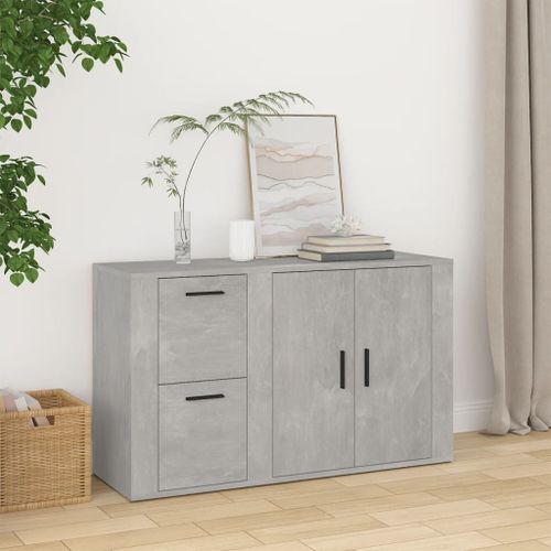 Buffet Gris béton 100x33x59,5 cm Bois d'ingénierie - Photo n°2; ?>