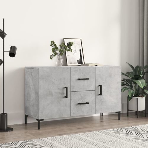 Buffet gris béton 100x36x60 cm bois d'ingénierie - Photo n°2; ?>