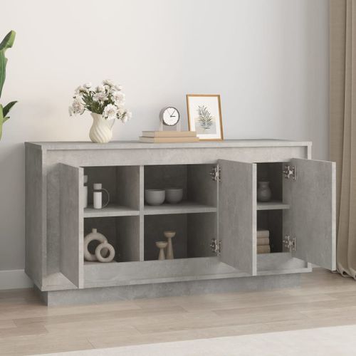 Buffet gris béton 102x35x55 cm bois d'ingénierie - Photo n°3; ?>