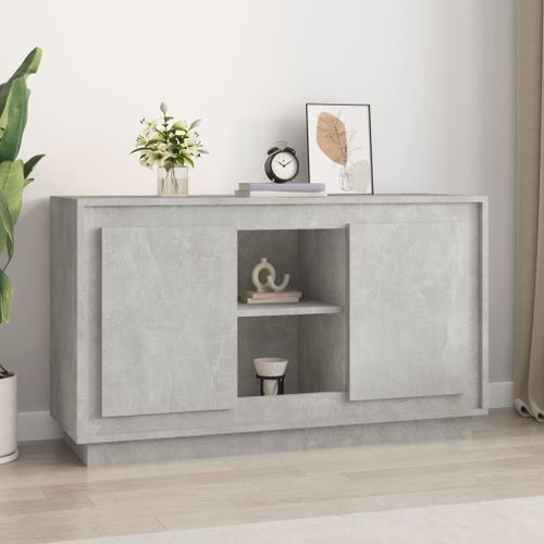 Buffet gris béton 102x35x60 cm bois d'ingénierie - Photo n°2; ?>