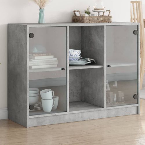 Buffet gris béton 102x37x75,5 cm bois d'ingénierie - Photo n°2; ?>