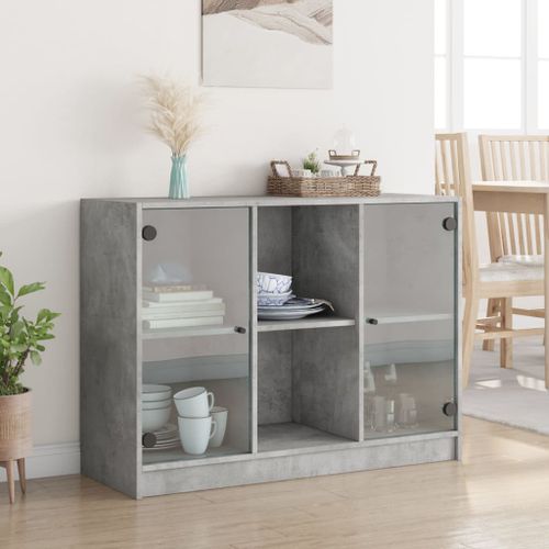 Buffet gris béton 102x37x75,5 cm bois d'ingénierie - Photo n°3; ?>