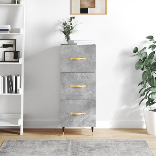 Buffet Gris béton 34,5x34x90 cm Bois d'ingénierie - Photo n°2; ?>