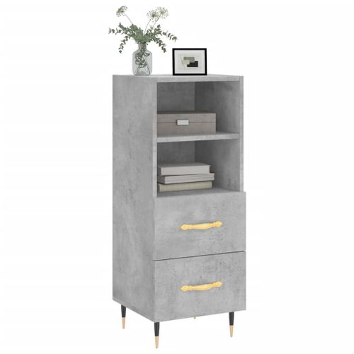 Buffet Gris béton 34,5x34x90 cm Bois d'ingénierie - Photo n°3; ?>