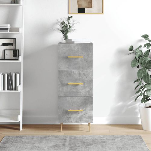 Buffet Gris béton 34,5x34x90 cm Bois d'ingénierie - Photo n°2; ?>