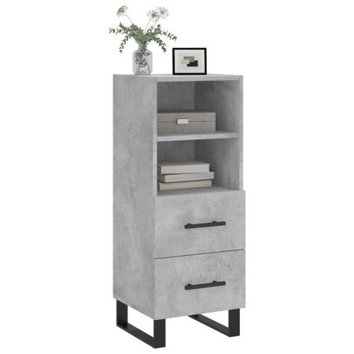 Buffet Gris béton 34,5x34x90 cm Bois d'ingénierie - Photo n°3; ?>