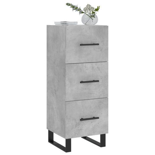 Buffet Gris béton 34,5x34x90 cm Bois d'ingénierie - Photo n°3; ?>