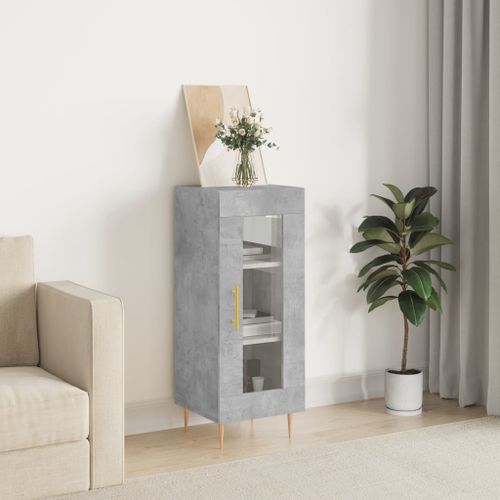 Buffet Gris béton 34,5x34x90 cm Bois d'ingénierie - Photo n°2; ?>