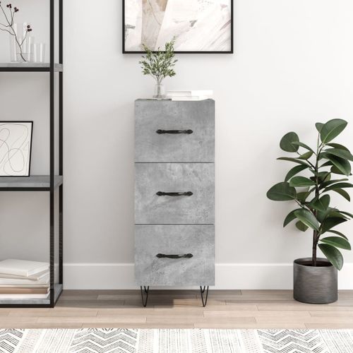 Buffet Gris béton 34,5x34x90 cm Bois d'ingénierie - Photo n°2; ?>