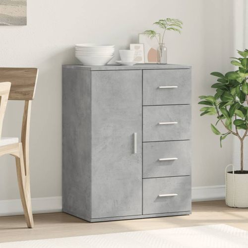 Buffet gris béton 59x39x80 cm bois d'ingénierie - Photo n°3; ?>