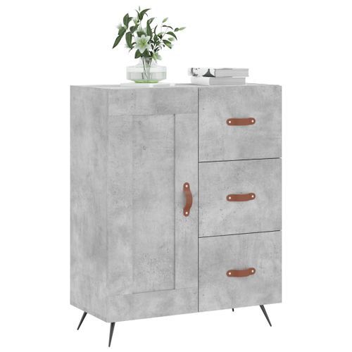 Buffet gris béton 69,5x34x90 cm bois d'ingénierie - Photo n°3; ?>