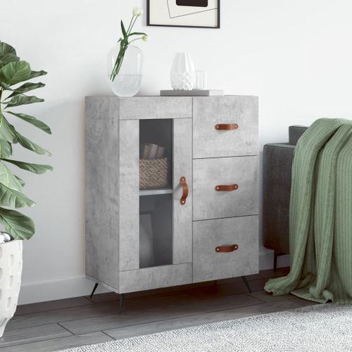 Buffet gris béton 69,5x34x90 cm bois d'ingénierie - Photo n°2; ?>