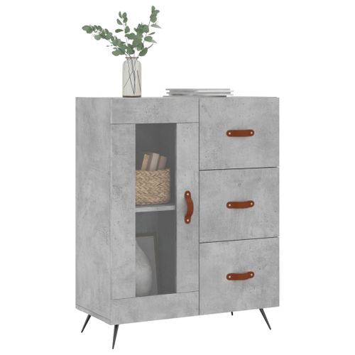 Buffet gris béton 69,5x34x90 cm bois d'ingénierie - Photo n°3; ?>