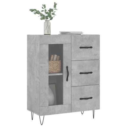 Buffet gris béton 69,5x34x90 cm bois d'ingénierie - Photo n°3; ?>