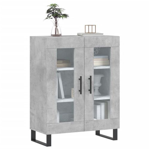 Buffet gris béton 69,5x34x90 cm bois d'ingénierie - Photo n°3; ?>