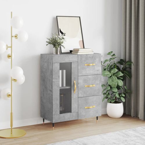 Buffet gris béton 69,5x34x90 cm bois d'ingénierie - Photo n°2; ?>