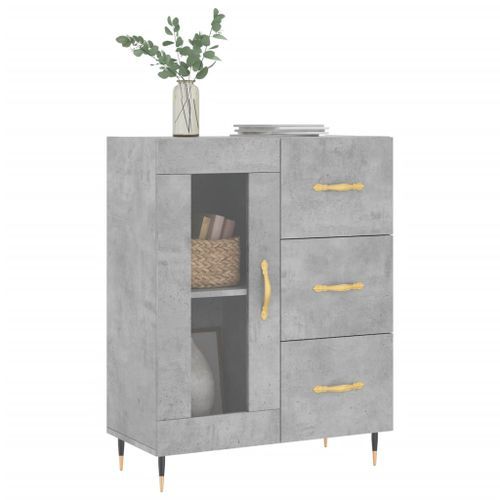 Buffet gris béton 69,5x34x90 cm bois d'ingénierie - Photo n°3; ?>