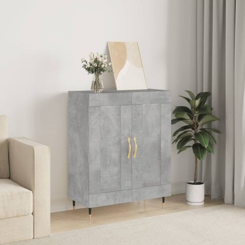 Buffet gris béton 69,5x34x90 cm bois d'ingénierie - Photo n°2; ?>