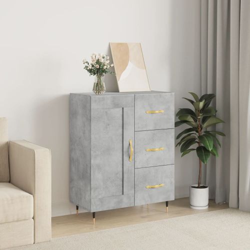 Buffet gris béton 69,5x34x90 cm bois d'ingénierie - Photo n°2; ?>