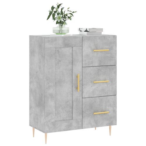 Buffet gris béton 69,5x34x90 cm bois d'ingénierie - Photo n°3; ?>