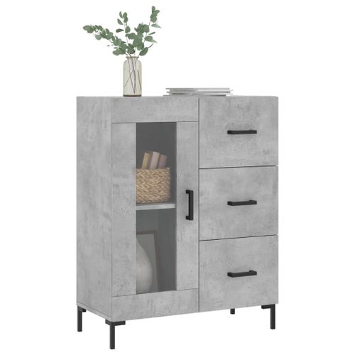 Buffet gris béton 69,5x34x90 cm bois d'ingénierie - Photo n°3; ?>