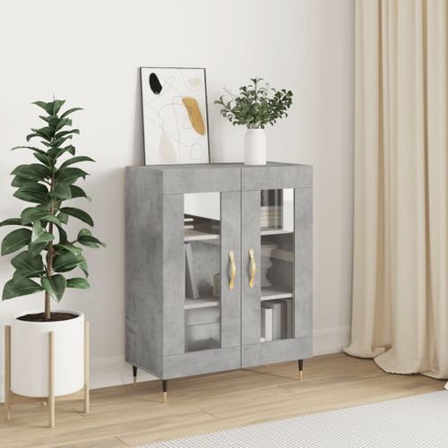 Buffet gris béton 69,5x34x90 cm bois d'ingénierie - Photo n°2; ?>