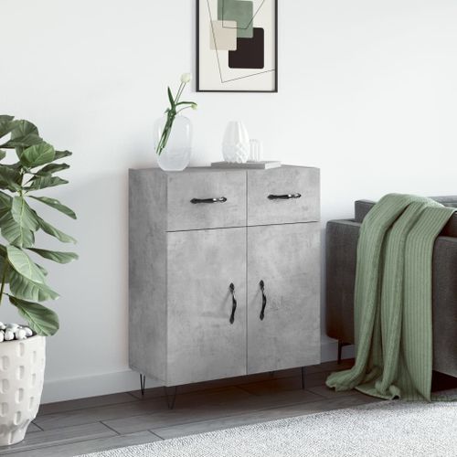 Buffet gris béton 69,5x34x90 cm bois d'ingénierie - Photo n°2; ?>