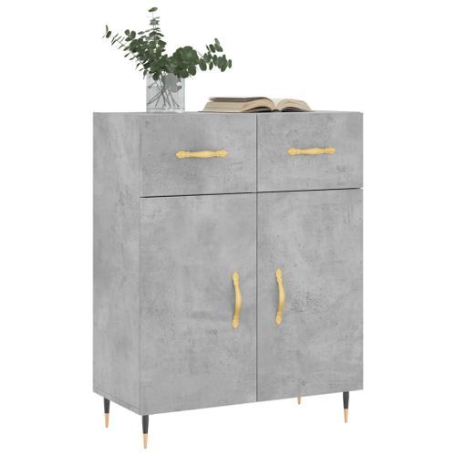 Buffet gris béton 69,5x34x90 cm bois d'ingénierie - Photo n°3; ?>