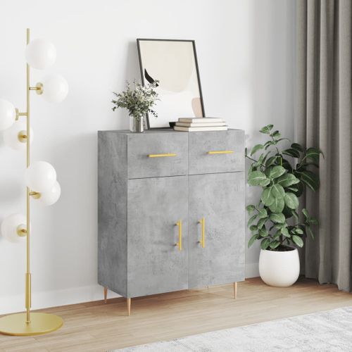 Buffet gris béton 69,5x34x90 cm bois d'ingénierie - Photo n°2; ?>