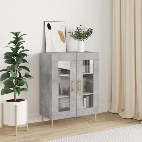 Buffet gris béton 69,5x34x90 cm bois d'ingénierie - Photo n°2; ?>