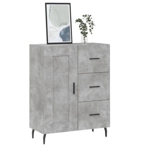 Buffet gris béton 69,5x34x90 cm bois d'ingénierie - Photo n°3; ?>