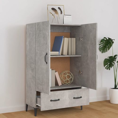 Buffet Gris béton 70x31x115 cm Bois d'ingénierie - Photo n°3; ?>