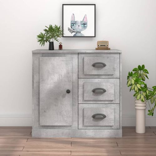 Buffet gris béton 70x35,5x67,5 cm bois d'ingénierie - Photo n°2; ?>