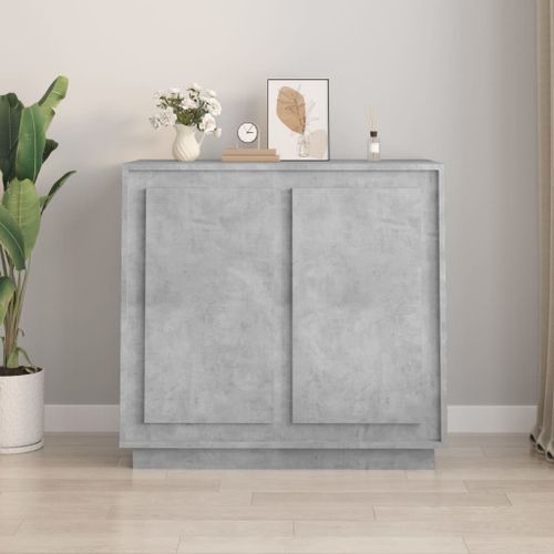 Buffet gris béton 80x34x75 cm bois d'ingénierie - Photo n°2; ?>