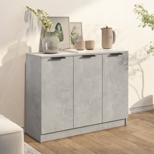 Buffet Gris béton 90,5x30x70 cm Bois d'ingénierie - Photo n°3; ?>