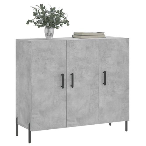 Buffet gris béton 90x34x80 cm bois d'ingénierie - Photo n°3; ?>