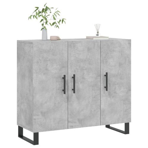 Buffet gris béton 90x34x80 cm bois d'ingénierie - Photo n°3; ?>