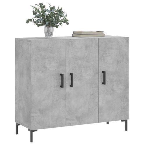 Buffet gris béton 90x34x80 cm bois d'ingénierie - Photo n°3; ?>