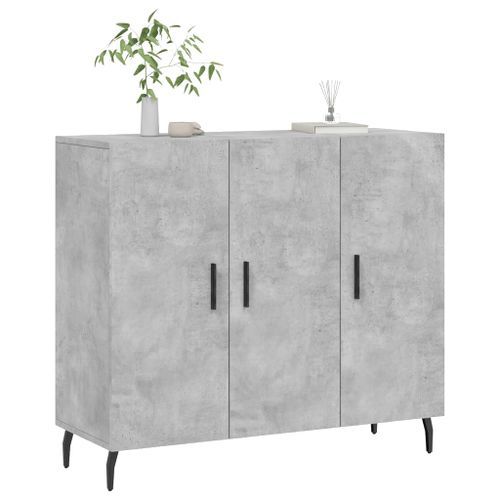 Buffet gris béton 90x34x80 cm bois d'ingénierie - Photo n°3; ?>