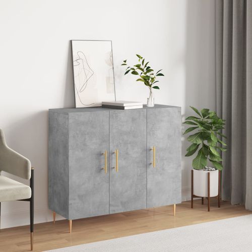 Buffet gris béton 90x34x80 cm bois d'ingénierie - Photo n°2; ?>