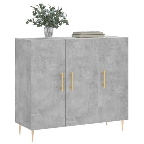 Buffet gris béton 90x34x80 cm bois d'ingénierie - Photo n°3; ?>