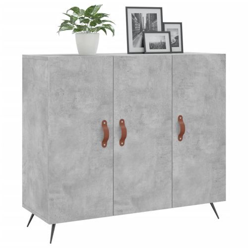 Buffet gris béton 90x34x80 cm bois d'ingénierie - Photo n°3; ?>