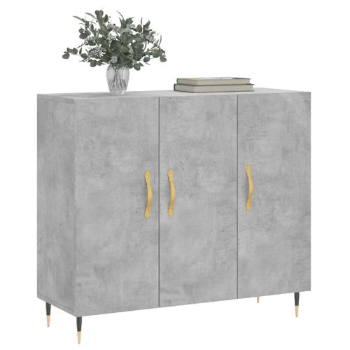 Buffet gris béton 90x34x80 cm bois d'ingénierie - Photo n°3; ?>