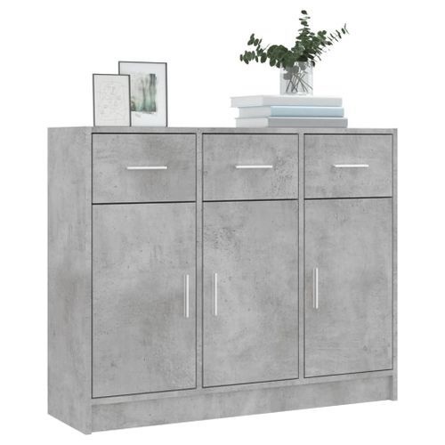 Buffet gris béton 91x28x75 cm bois d'ingénierie - Photo n°3; ?>