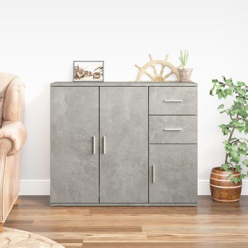 Buffet Gris béton 91x29,5x75 cm Bois d'ingénierie - Photo n°2; ?>