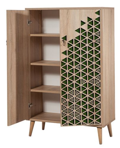 Buffet haut 2 portes en bois clair Kiza 121 - Photo n°2; ?>